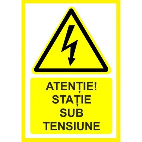 Placuta atentie statie sub tensiune